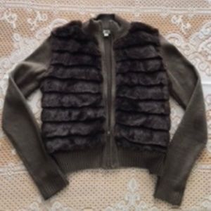 Ya Los Angeles Faux Fur Cardigan Sweater